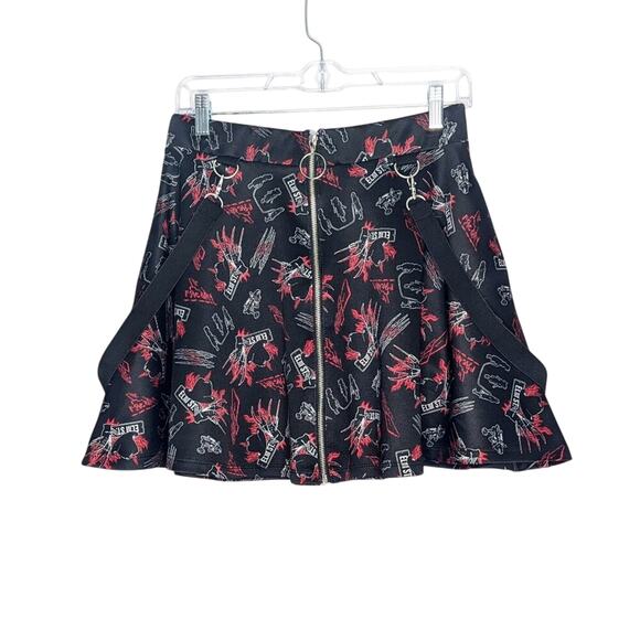 Hot Topic Dresses & Skirts - Hot Topic A Nightmare On Elm Street Black Red O-Ring Zip Front Suspender Skirt M